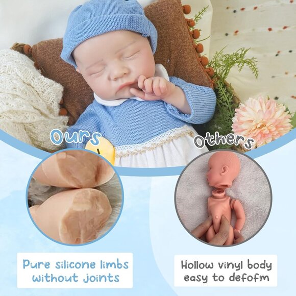 17.32in Full Silicone Not Vinyl Reborn lvory Baby Girl Doll Lifelike Reborn Baby - Picture 5 of 6
